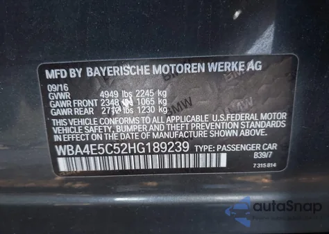 2017 BMW 440I Gran Coupe xDrive из США, поврежденный, VIN WBA4E5C52HG189239